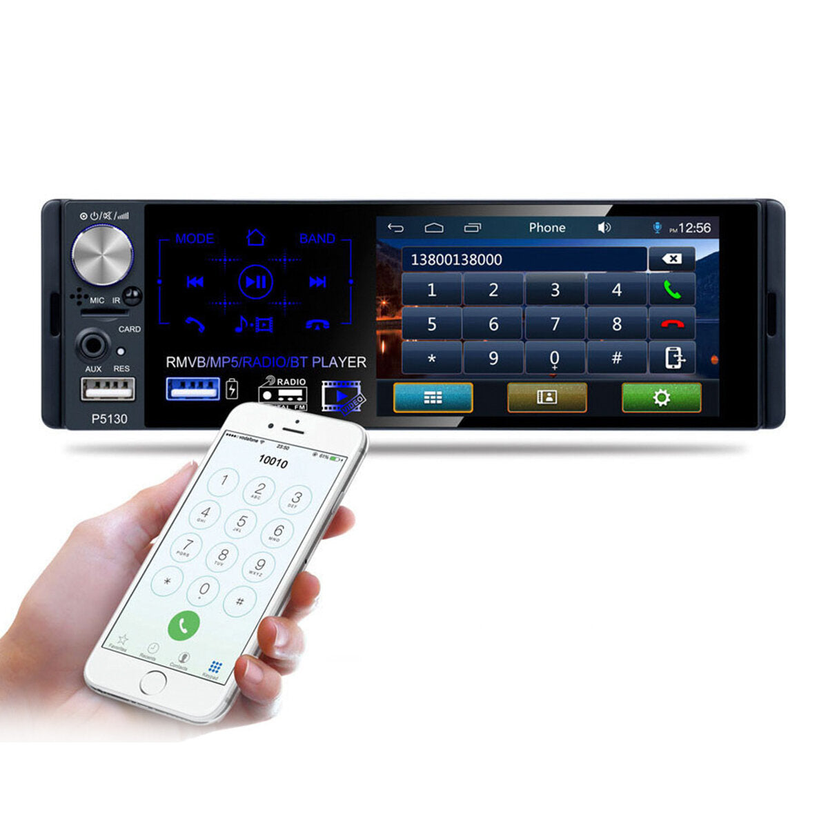 4.1 Inch 1 DIN Car Stereo Radio MP5 Player Full Touch Screen FM AM RDS Bluetooth USB Strong Bass Rear Backup Camera