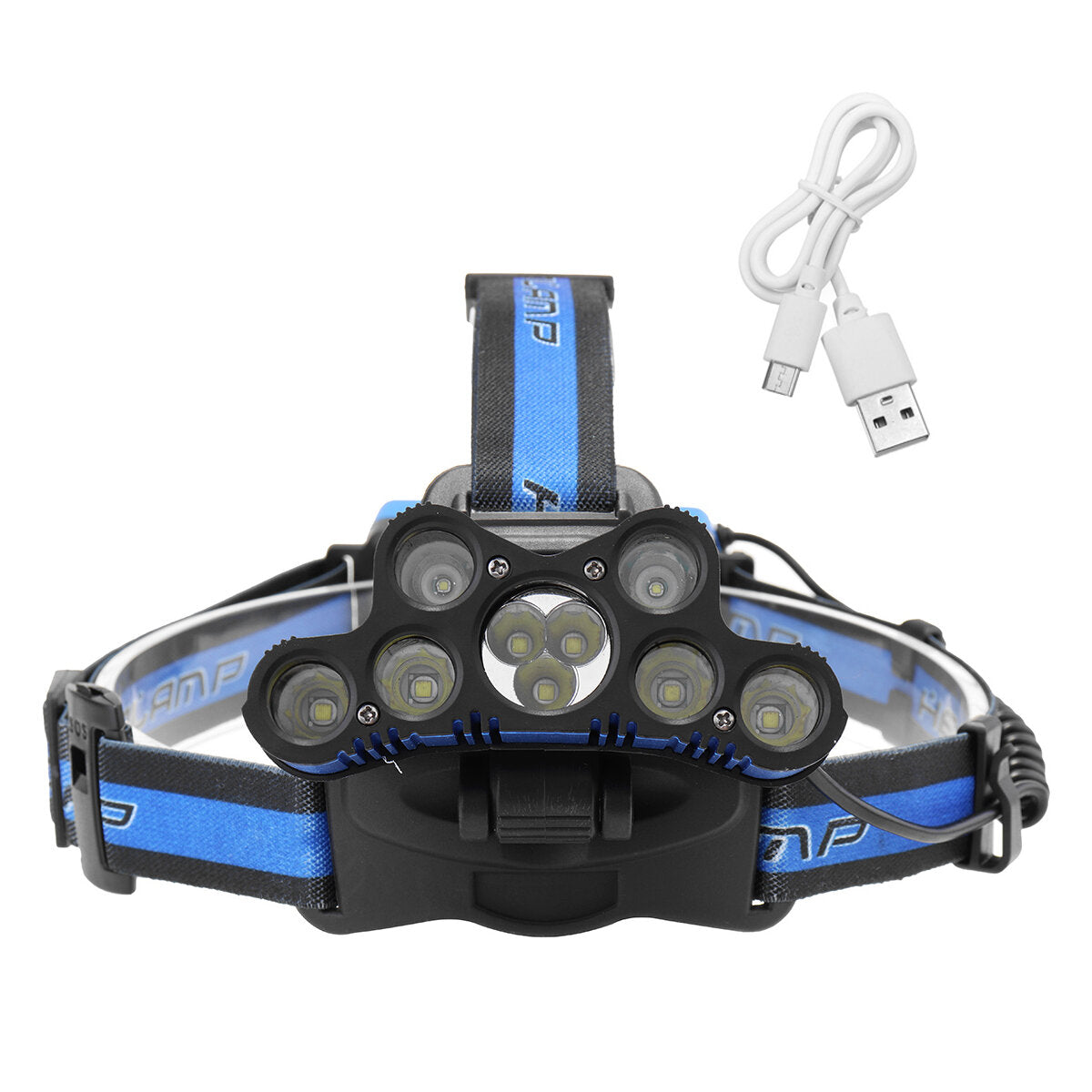 9xT6 LED Headlamp USB Rechargeable 6 Modes Bike Headlight 18650 Torch Lamp Outdoor Night Cycling Work Light