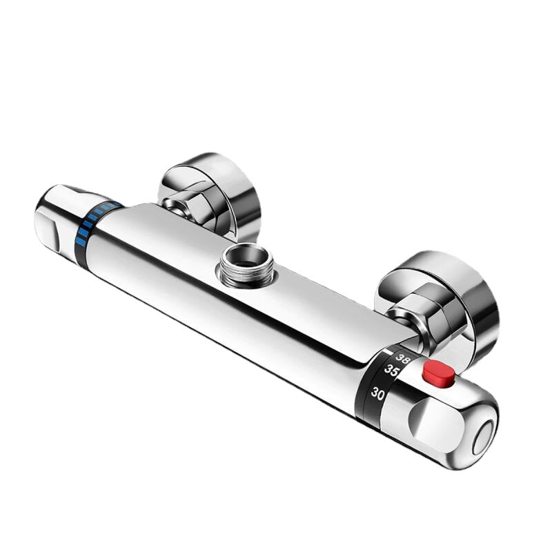 Bathroom Wall-mount Brass Thermostatic Shower Valve Bath Mixer Shower Control Valve Bottom Faucet 3/4" Thread Connector