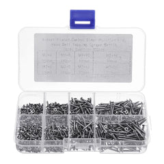 800pcs M2 Phillips Screw Flat Head Nickel-Plated Carbon Steel Self-Tapping Woodworking Screws Assortment Kit