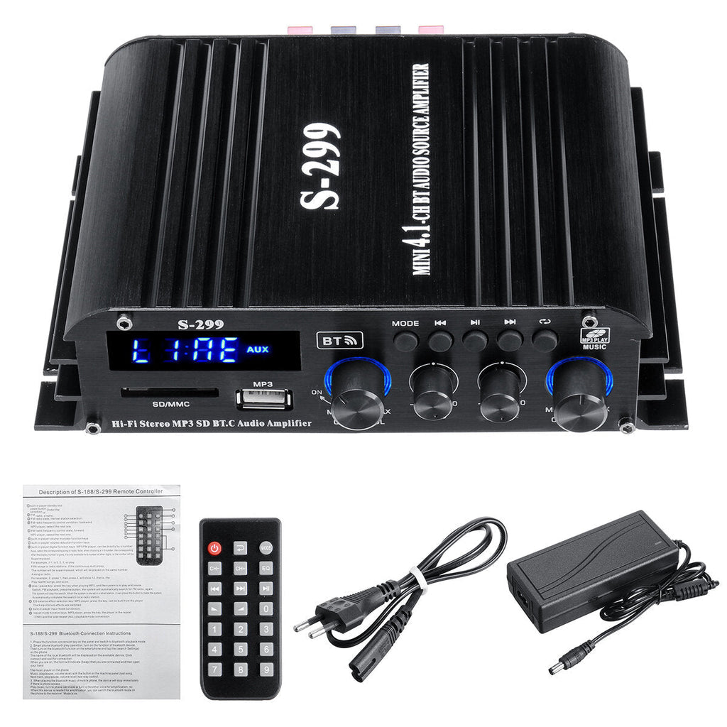 4x400W Bluetooth Power Amplifier 4.1 Channel Hi-Fi Home Car Use with Remote Control