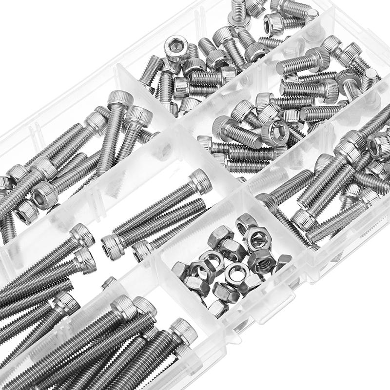 110Pcs M5 Stainless Steel 10-40mm Hex Socket Cap Screw Allen Bolt Assortment Kit