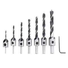 23pcs Chamfering Countersunk Drill Bit Set 5 Flute Chamfering Drill Wood Plug Cutter Automatic Center Punch Drill