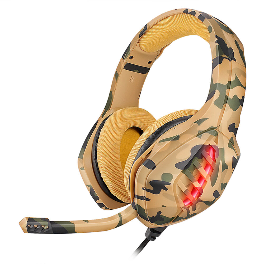 Camouflage Color Gaming Headset 50mm Driver Unit RGB Light Noise Reduction 3.5mm USB Port for PS4 PC Xbox One Switch