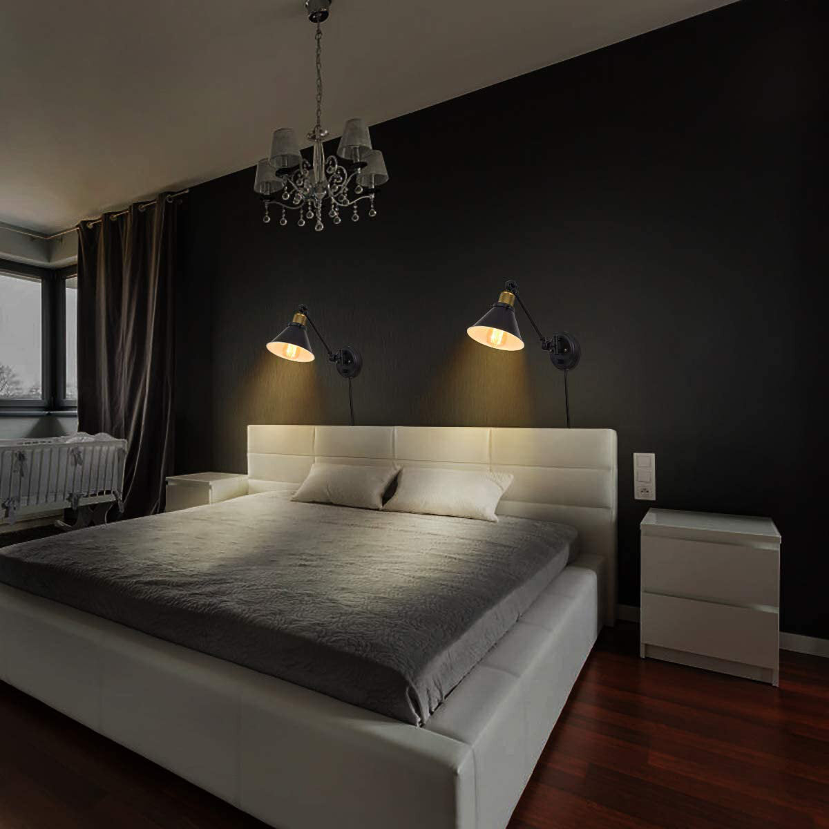 Industrial Style Wall Lamp Vintage Wrought Iron Bedside Indoor Lighting 110V