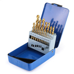 19Pcs Titanium Coated M42 Twist Drill Bit 8% High Cobalt HSS Set Industrial Grade 1-10mm for Stainless Steel Metal Wood