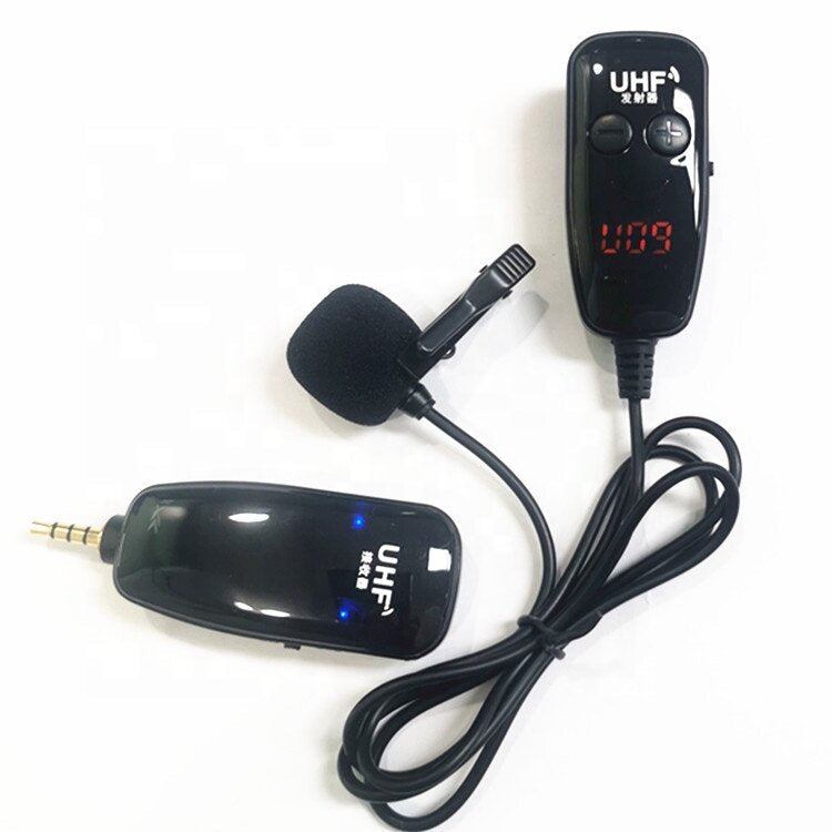 Wireless Lavalier Microphone Mini Portable Lapel Collar Clip-on Mic with Receiver Transmitter for Live Interview DSLR