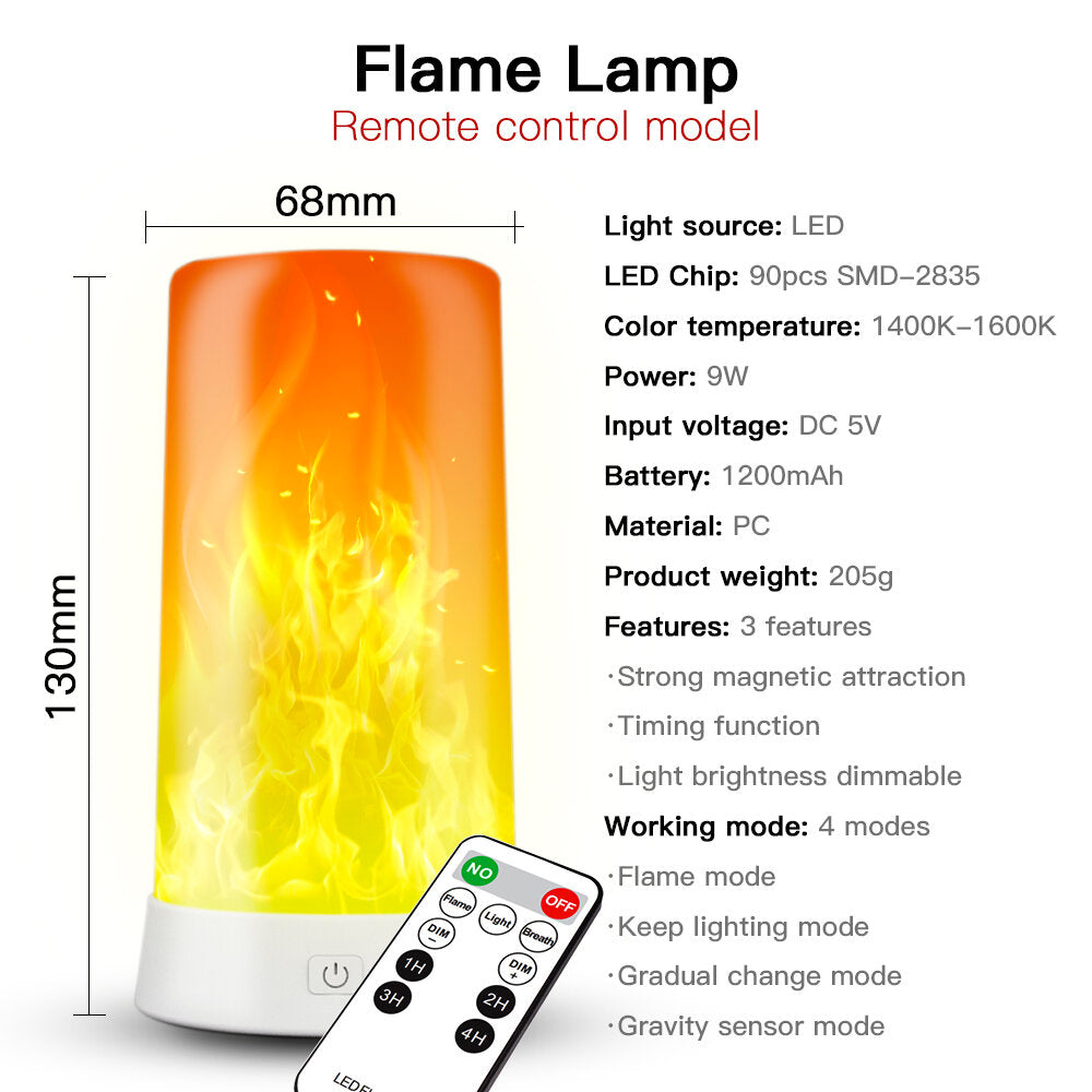 Flame Effect Light Decorative Table Lamp Night Light USB Charging Atmosphere Light for Restaurant Bar Bedroom Living Room