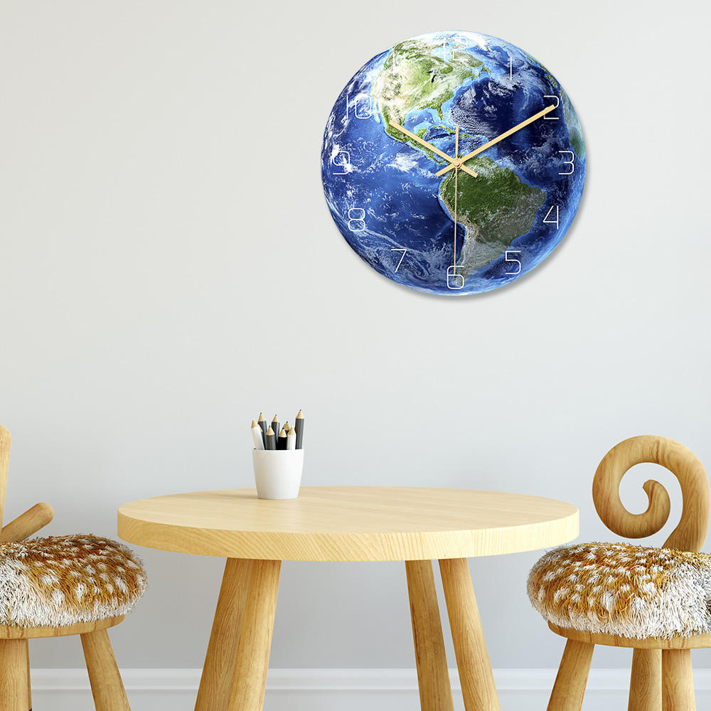 Creative North/South America Luminous Earth Wall Clock Mute Wall Clock Quartz Wall Clock For Home Office Decorations