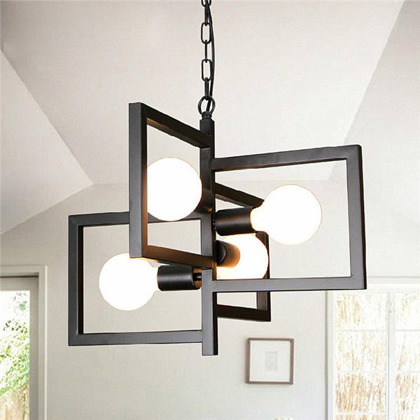 4 Heads Industrial Pendant Light Chandelier Ceiling Lamp for Kitchen Room Office AC110-250V