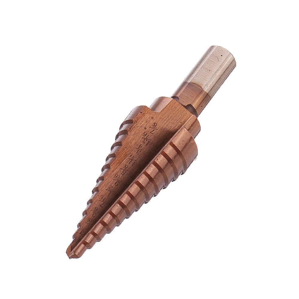 6Pcs HSS Bronze Coated Step Drill Bit With Center Punch Set Hole Cutter Drilling Tool