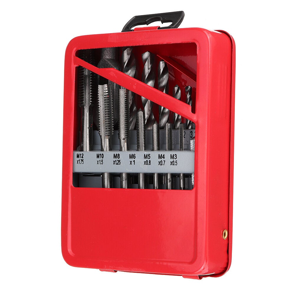 16Pcs/Set Screw Tap Drill Bit Set M3-M12 Metric Hand with 2.5-10.2mm Twist