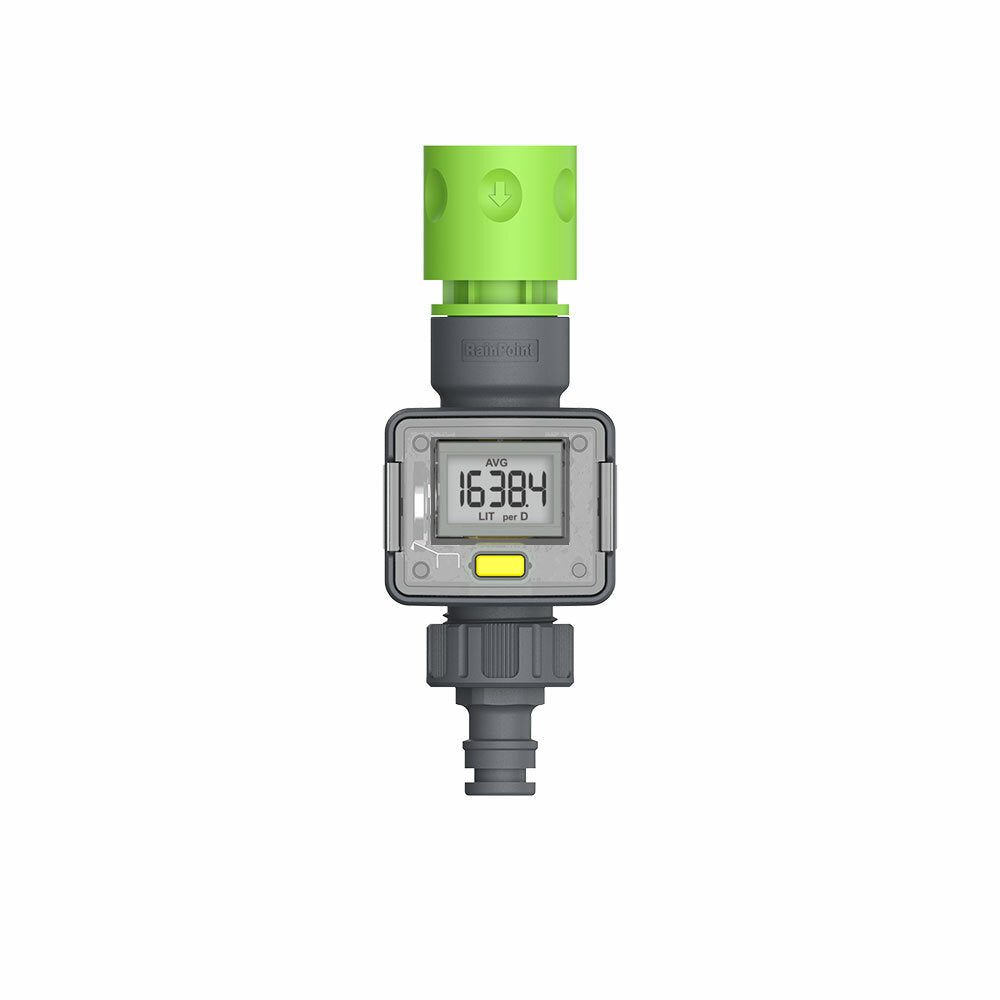 Water Flow Meter Digital Water Meter for Outdoor Garden Hose RV GPM Measure Gallon Liter Consumption and Water Flow Rate with Quick Connectors