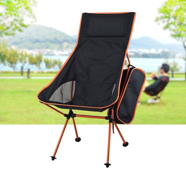 Portable Collapsible Moon Chair Fishing Camping BBQ Stool Folding Extended Hiking Seat Garden Ultralight Portable Indoor Outdoor Chair