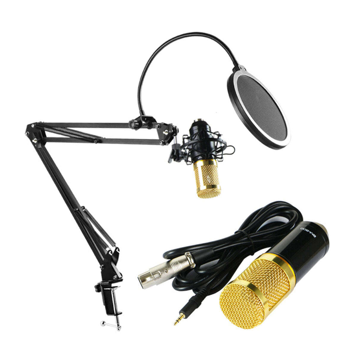 Condenser Microphone Kit Pro Studio Audio Recording Mic for Live Broadcast Mobile Phone PC Computer with Stand Shock Mount