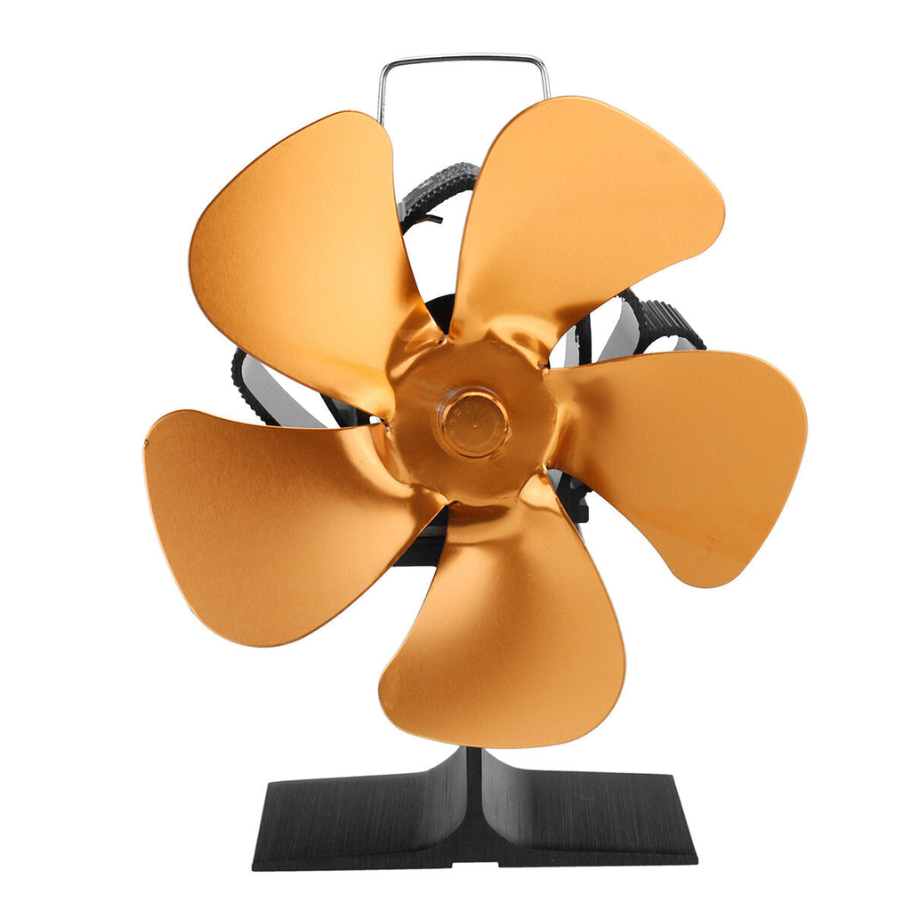 5 Blades Fireplace Fan Silent Motors Heat Powered Stove Fan Eco Stove Fan for Gas/Pellet/Wood/Log Stoves