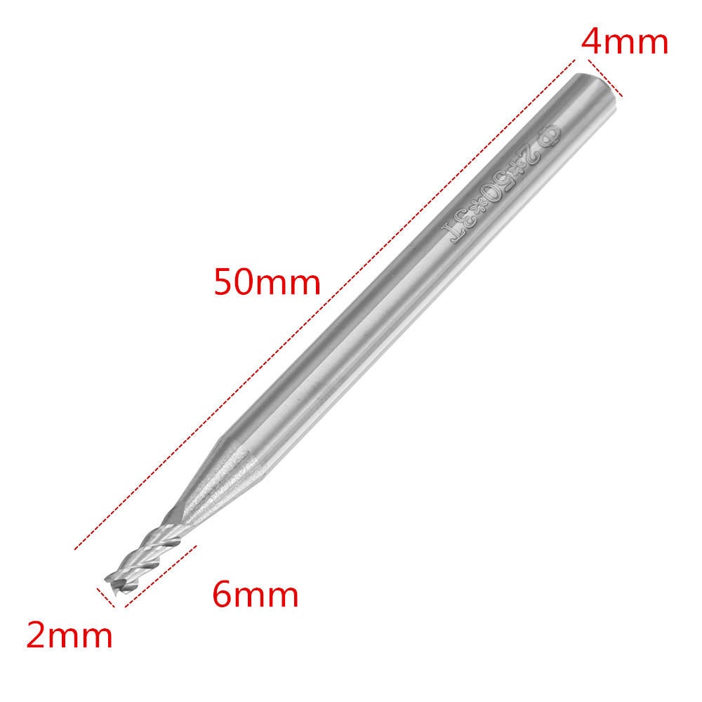 10pcs 2mm HRC58 3 Flutes End Mill Cutter Tungsten Carbide CNC Milling Tool for Aluminum