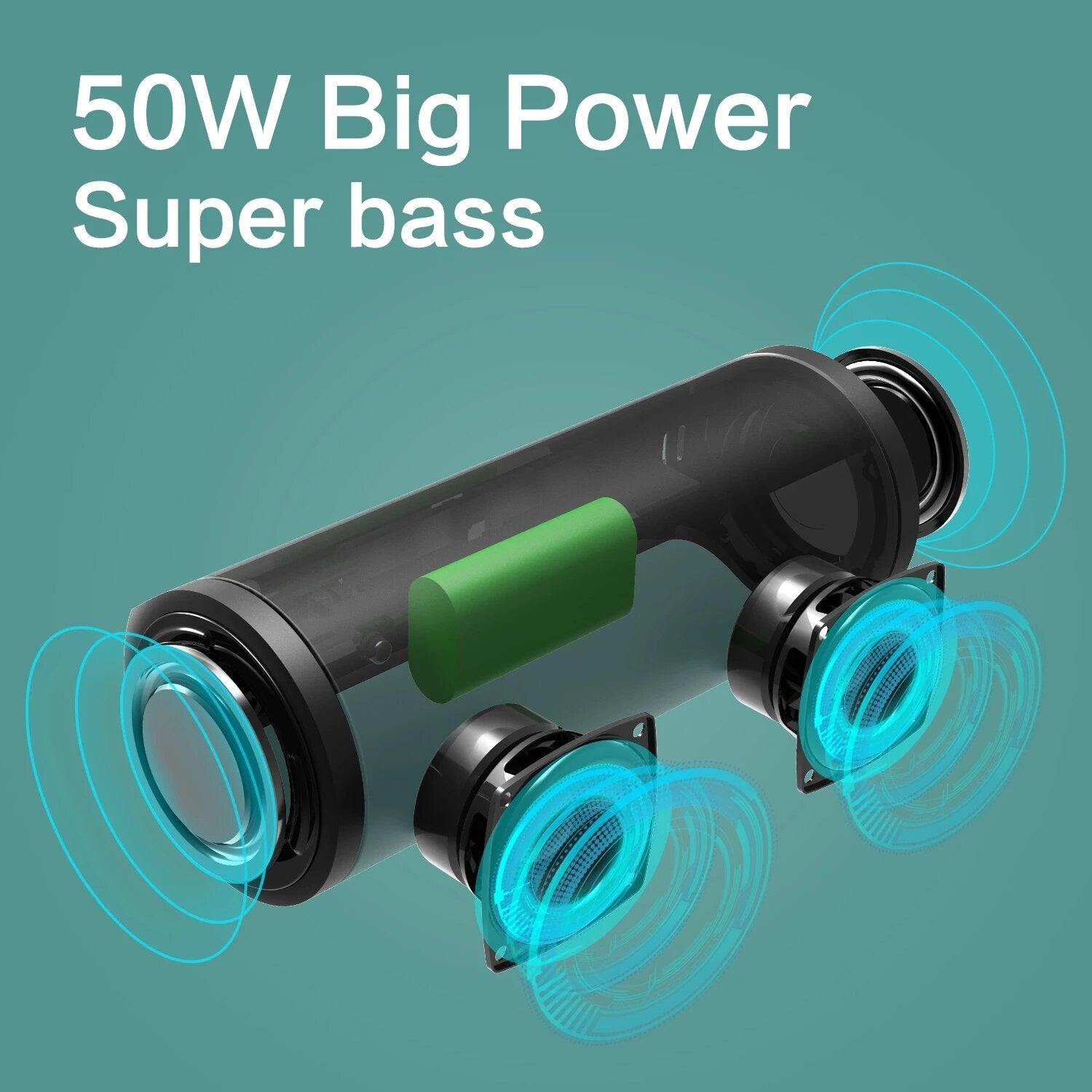 Bluetooth Speaker 50W Loud Stereo Sound Waterproof Wireless Outdoor 20H Playtime Deep Bass Portable Subwoofer
