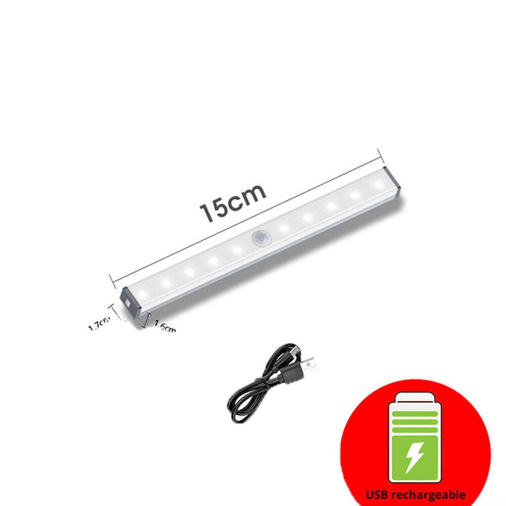 LED Night Light Motion Sensor Cabinet Lamp USB Rechargeable Closet Night Lamps for Wardrobe Kitchen Bedroom Step Lighting