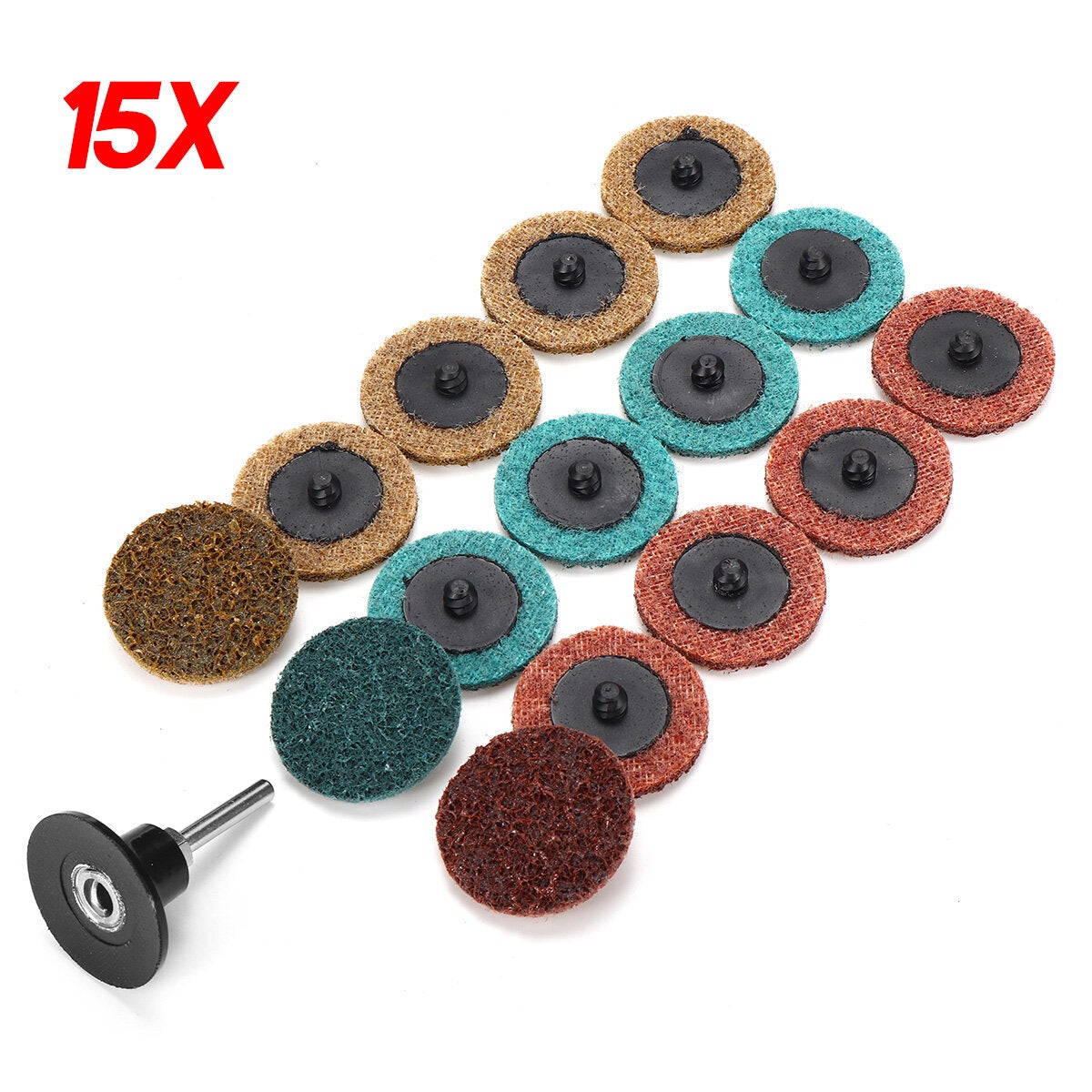 15/30/45Pcs 2 Inch Sanding Discs Set Polishing Pad Non-woven Cloth Abrasive Tools