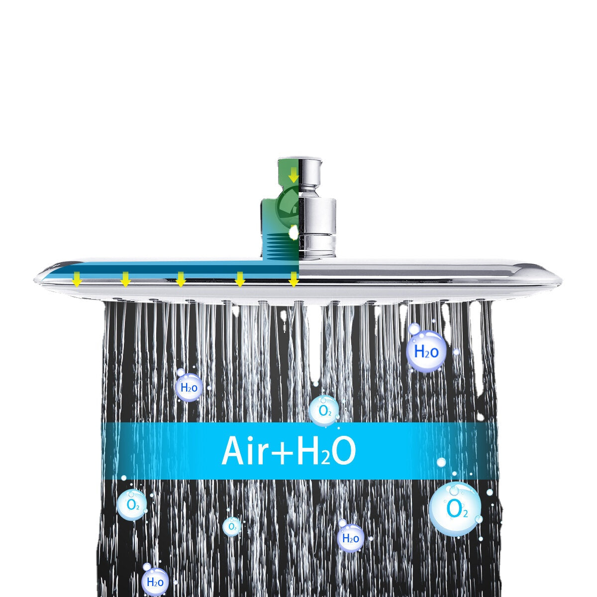 8 Inch Large Angle-adjustable Square Shower Head Electroplating Five Piece Set
