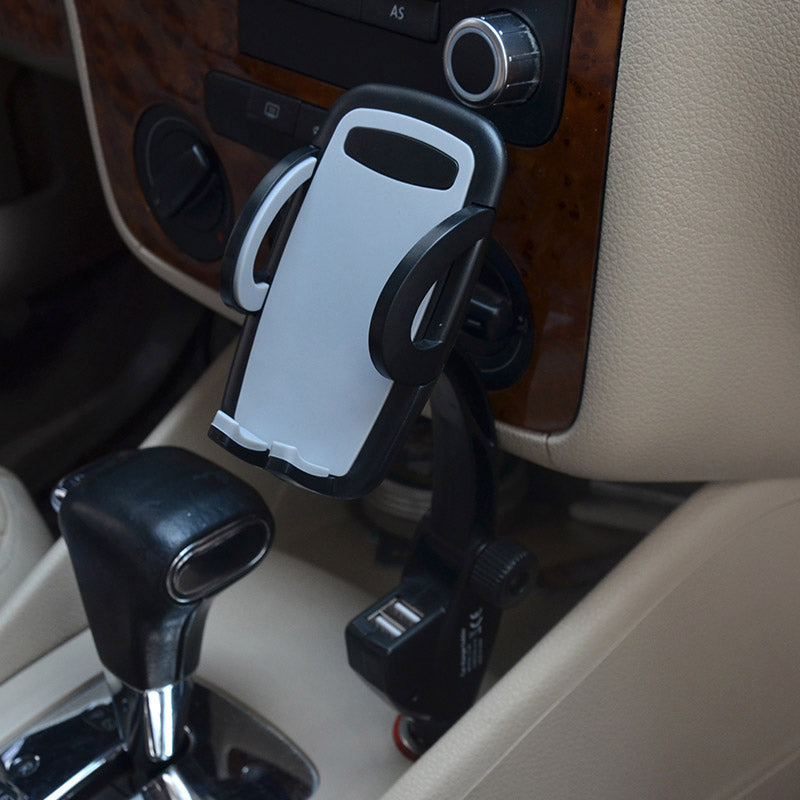 2 in 1 Universal with Dual USB Car Charger Vehicle Mobile Phone Mount Holder Stand for 5.5-9.5cm Width