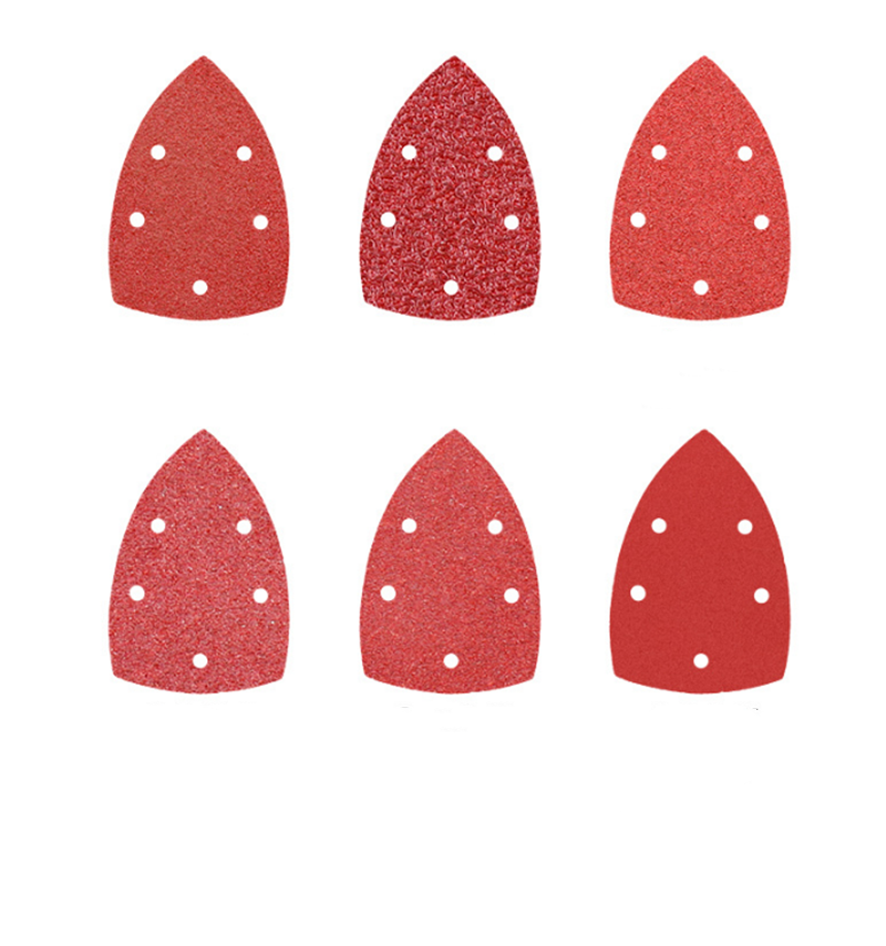 60pcs 140x140x100mm 5 Hole Triangle Palm Type Separation Sandpaper Pads Set 60/80/120/180/240/400 Grit Sander Disc Abrasive Fit Polishing Tools