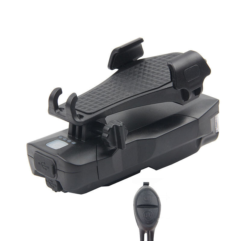4-in-1 Bike Headlight T6 500lm 3 Modes Bike Front Lamp Power Bank Phone Hold 120dB Horn for 4-6.3inch Phone Cycling Bicycle