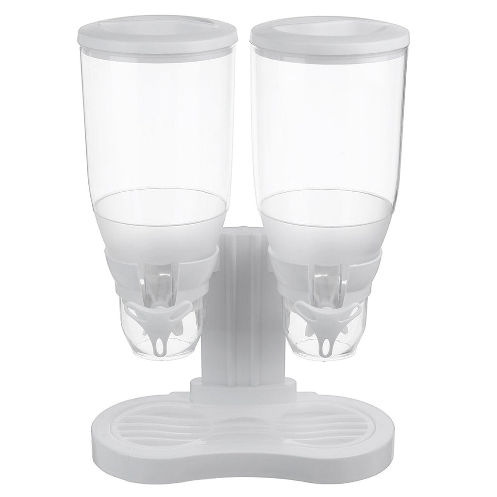 Double Cereal Dispenser Transparent Store Tank 3L for Kitchen