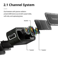 Bluetooth Speaker 2.1 Channel 10000mAh Large Battery 60W Tri-bass EQ Effects Portable Outdoor Speaker