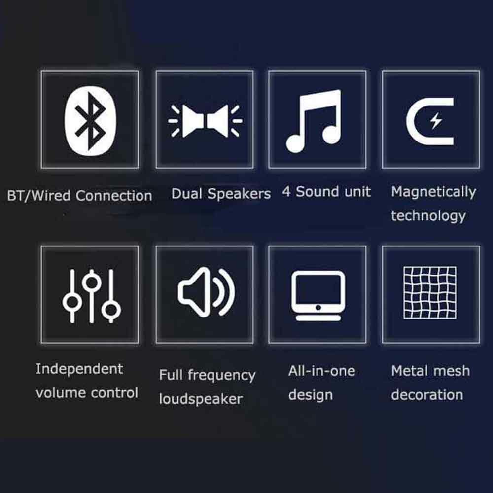 Wireless Bluetooth Speaker Double Units 3D Sound LED Display Alarm Clock FM Radio Soundbar Desktop Speaker AUX TF Card for Phone Laptop