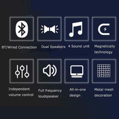 Wireless Bluetooth Speaker Double Units 3D Sound LED Display Alarm Clock FM Radio Soundbar Desktop Speaker AUX TF Card for Phone Laptop