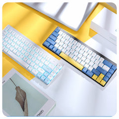 Mechanical Keyboard Low Profile Switch Dual Mode Wired Bluetooth 5.1 Ice Blue Backlight 68 Keys Extra-Thin Rechargeable Gaming Keyboard