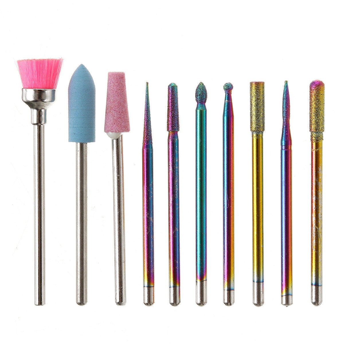 10pcs Nail Art Color Tungsten Carbide Grinding Drill Bits Electric Nails Machine Bit Grinding Head Set
