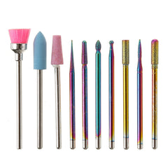 10pcs Nail Art Color Tungsten Carbide Grinding Drill Bits Electric Nails Machine Bit Grinding Head Set