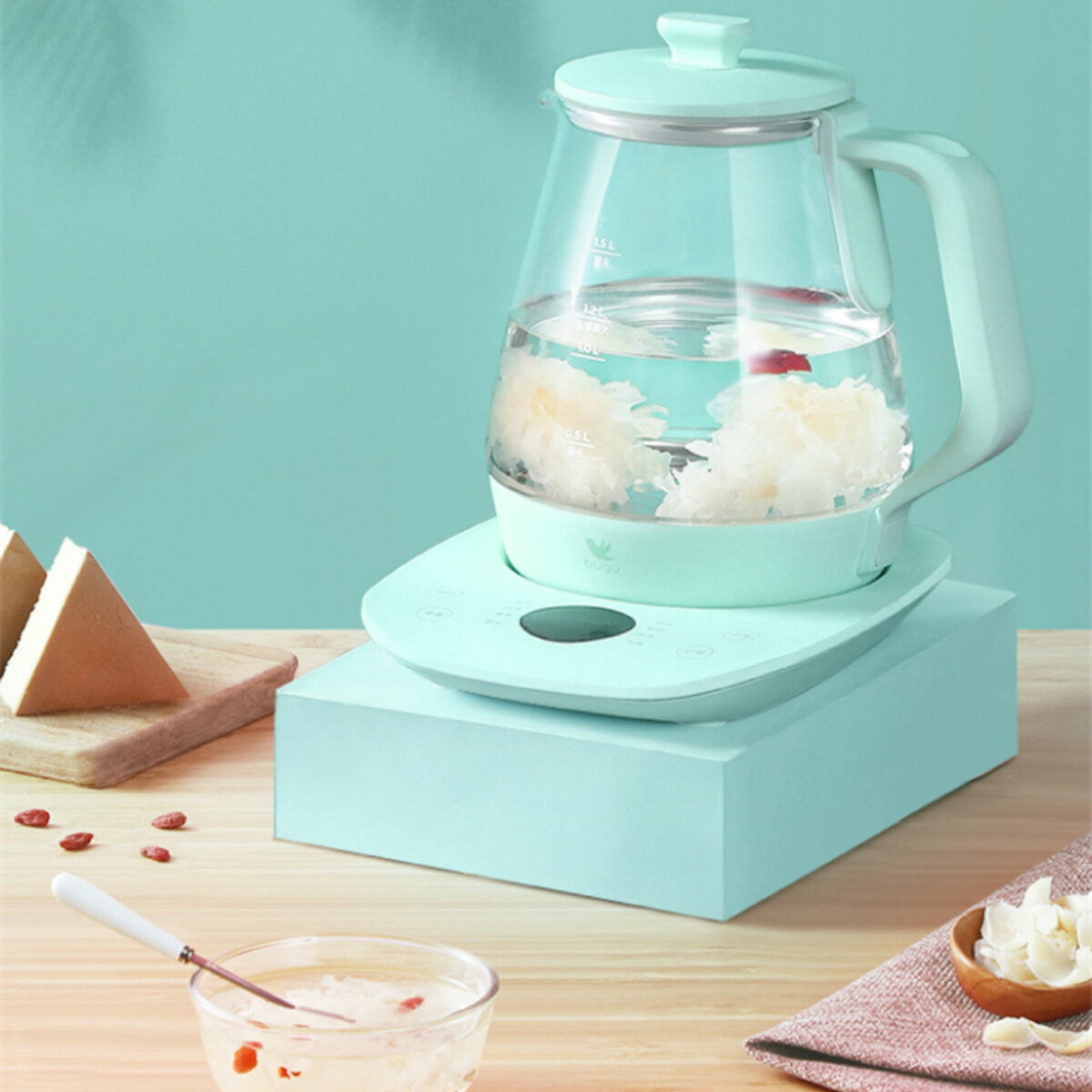 Electric Kettle 800W 1.5L Multifunctional Glass Tea Pot Household