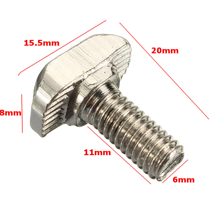 10Pcs M6 30 T-Bolt Carbon Steel European Standard Screws