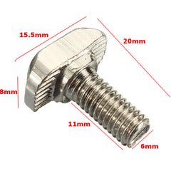 10Pcs M6 30 T-Bolt Carbon Steel European Standard Screws