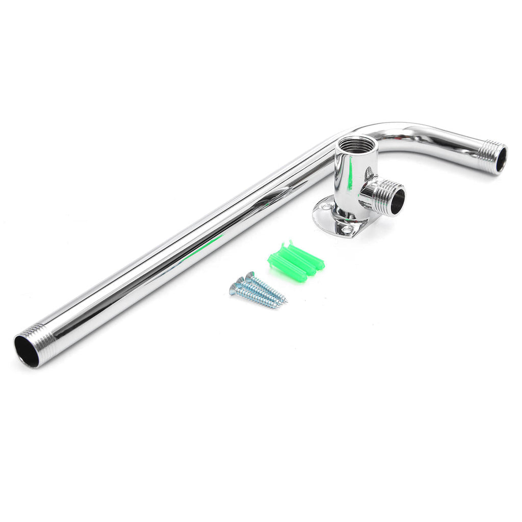 31cm Bathroom Chrome Wall Mounted Shower Extension Arm Pipe Bottom Entry for Rain Head