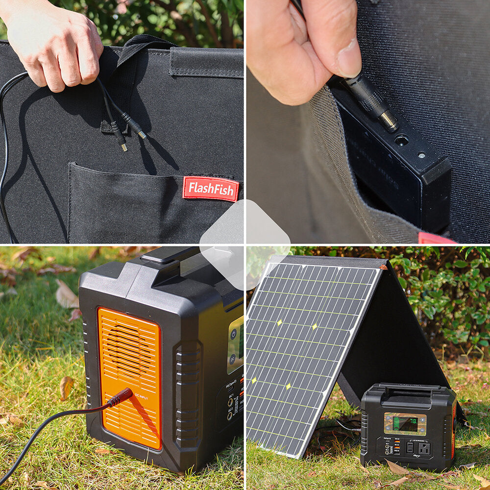 60000mAh 300W Portable Power Station+ 100W 18V Portable Solar Panel With 5V USB Emergency Power Supply Kit For Outdoor Camping Traveling