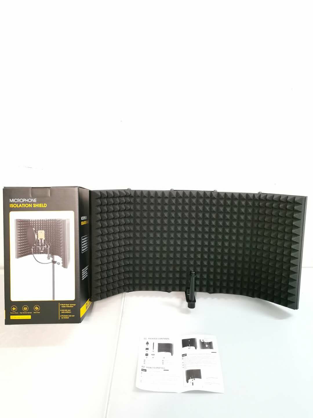 5 Panel Foldable Studio Microphone Isolation Shield Recording Sound Absorber Foam Support Bracket