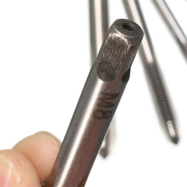 5pcs M3-M8 HSS Spiral Point Machine Screw Plug Tap Metric Straight Flute Thread Hand Tool