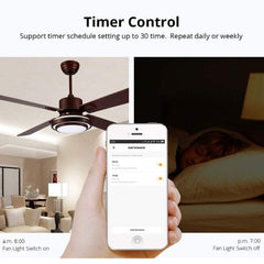 Smart Wifi Fan Light Switch US Standard Ceiling Fan Speed Control Phone App Remote Control Switch Works with Amazon Alexa Google Home