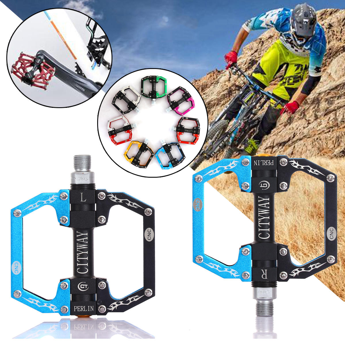 Aluminum Alloy Mountain Bike Flat Platform Sealed Bearing Axle 9/16" Cycling Bicycle Pedals