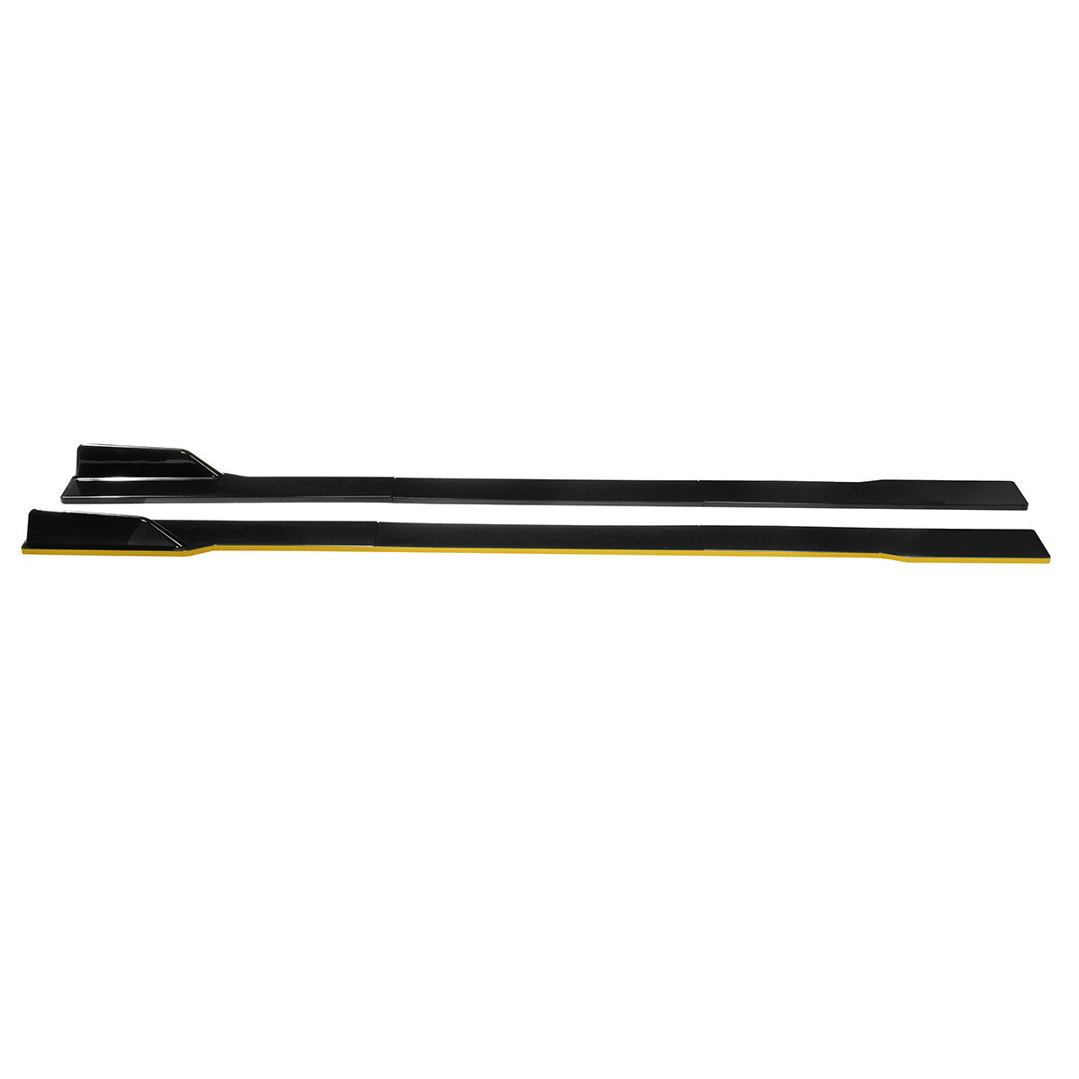 2.2M / 86.6 Inch Universal Black Side Skirt Extension Rocker Panel Splitter Yellow line