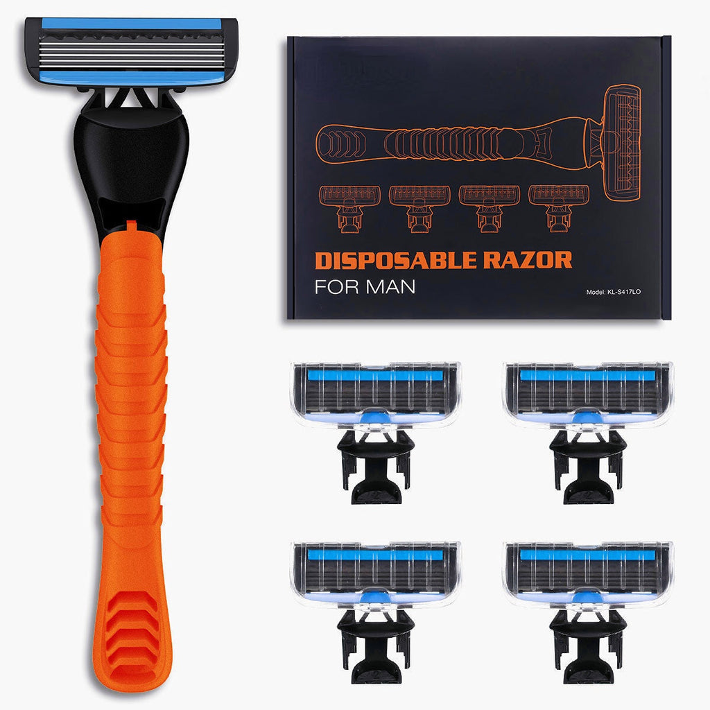 Handheld Disposable Razor Hair Beard Shaving Trimmer Men's Shaver W/ 5pcs Blades