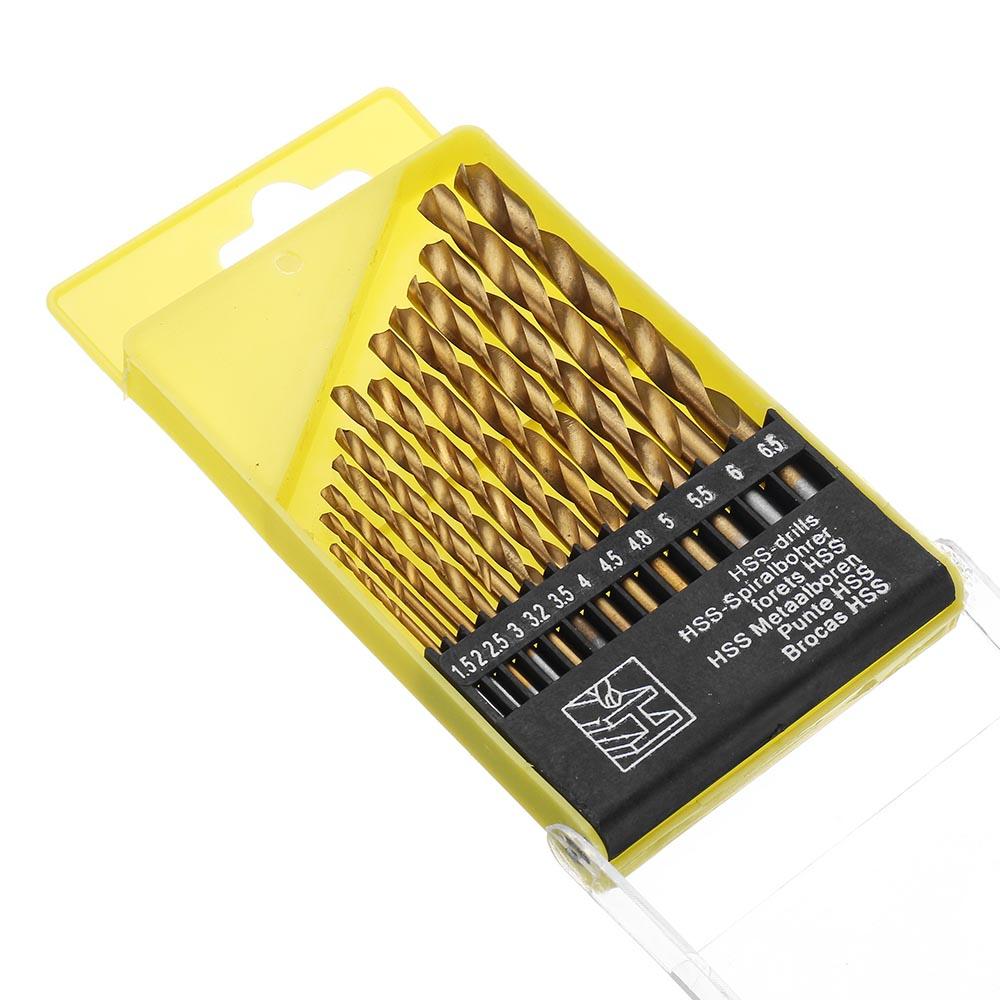 13pcs 1.5-6.5mm HSS Twist Drill Bit Set High Speed Steel Straight Shank