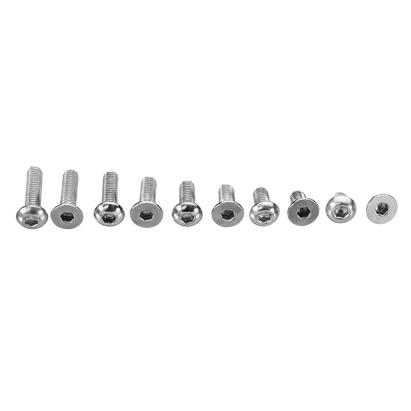 M3SH8 M3 Stainless Steel Hex Socket Button & Flat Head Screw Bolt Assortment Kit 720Pcs