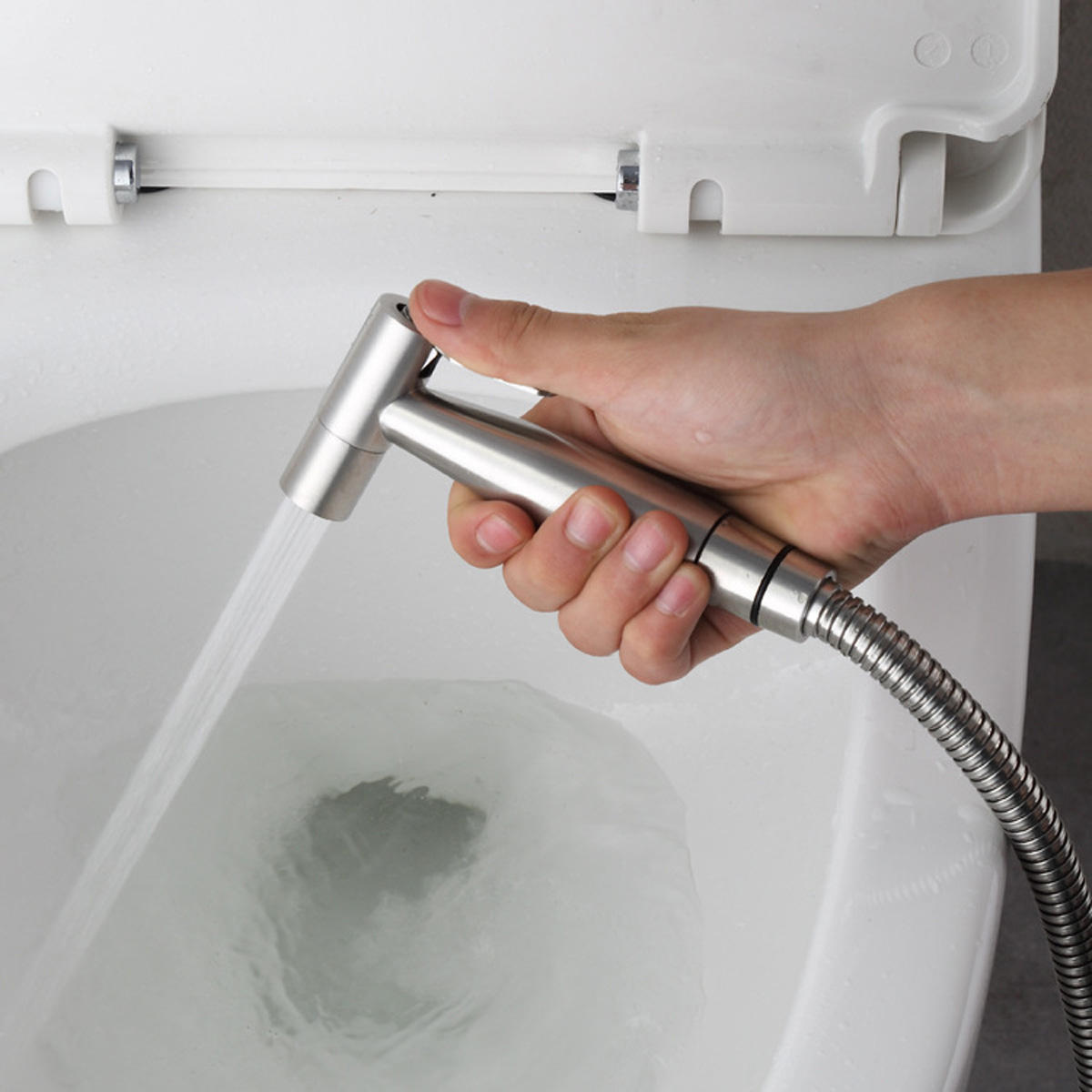 304 Stainless Steel Handheld Bidet Spray Shower Head Shattaf Toilet Two Water Methods Adapter Hose