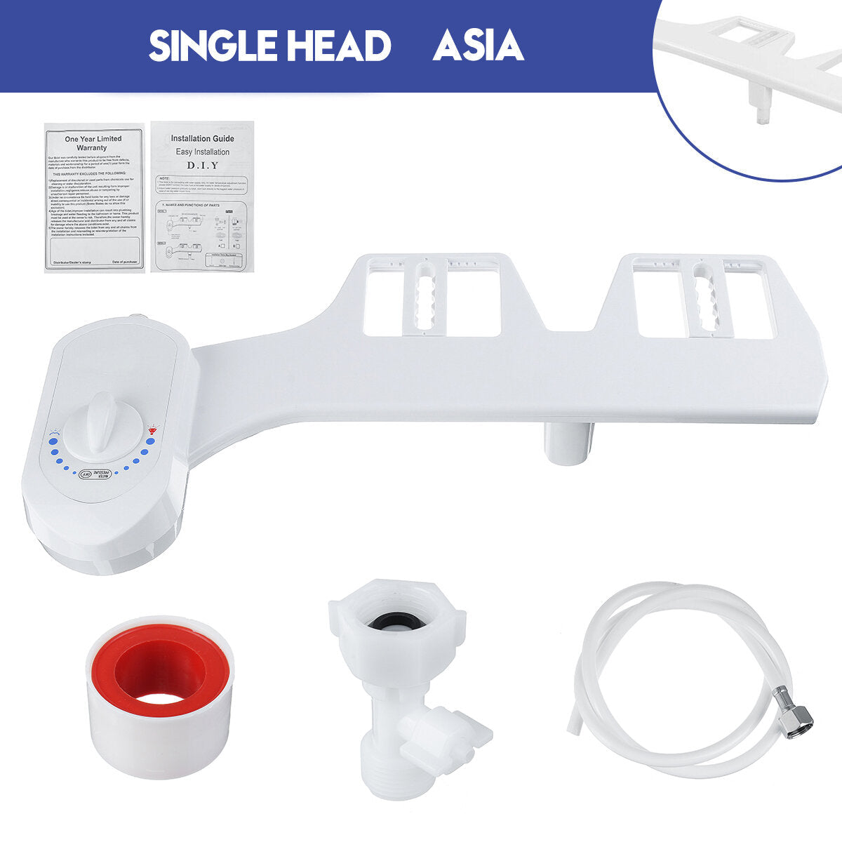 2 Modes Nozzles Toilet Bidet Seat Attachment Water Pressure Spray Non-Electric